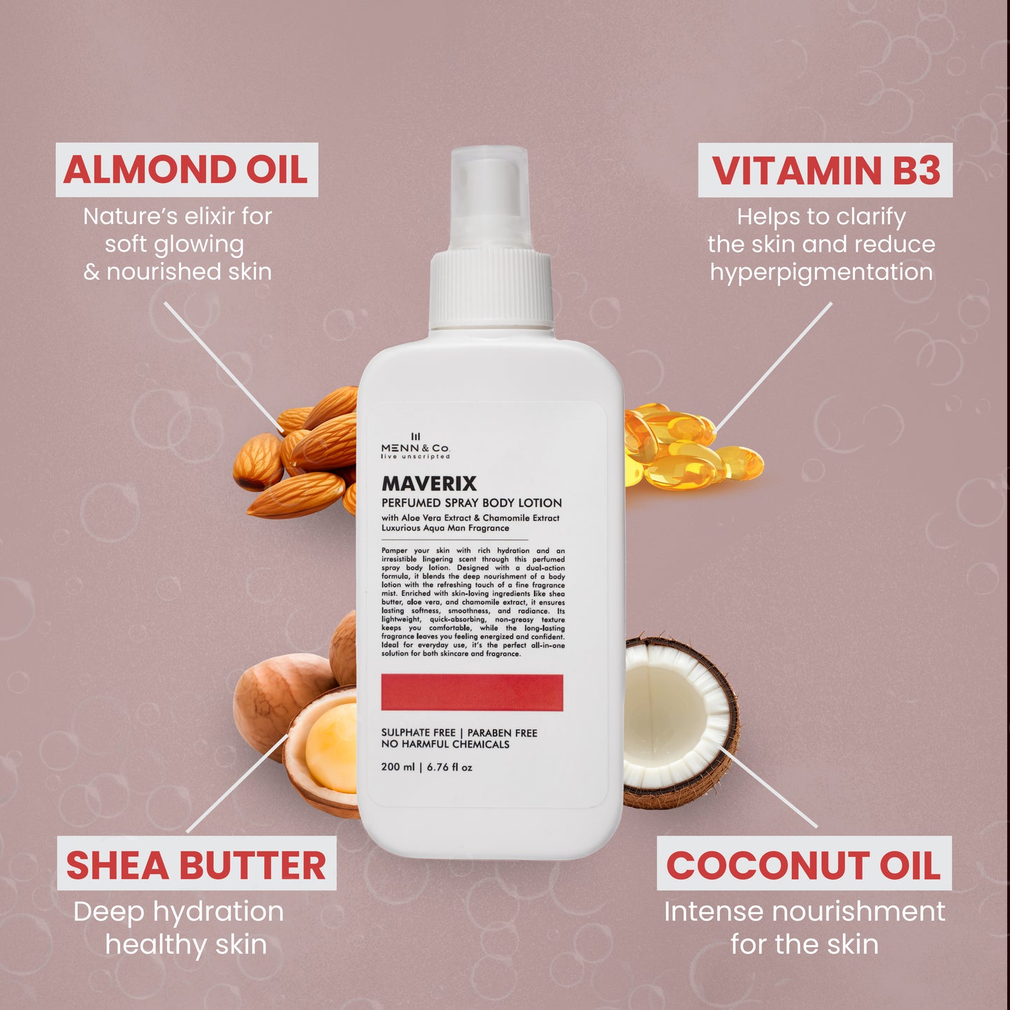 Maverix Spray Body Lotion – Shea Butter, Vitamin E & Aloe Vera