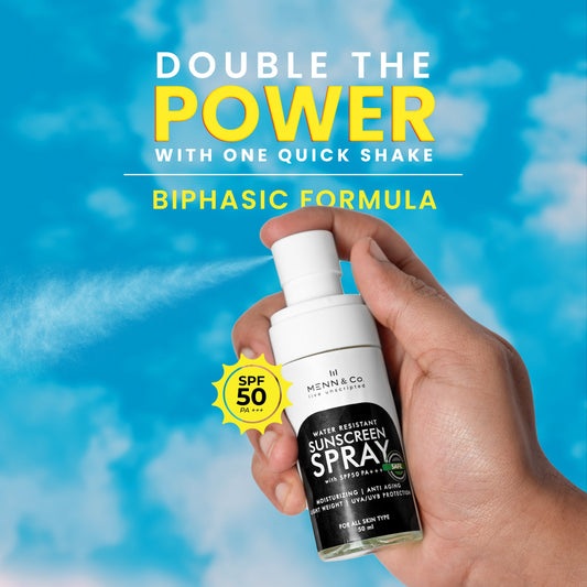 Water Resistant Biphasic Sunscreen Spray SPF50 PA+++ — Year-Round Sun Protection for Men