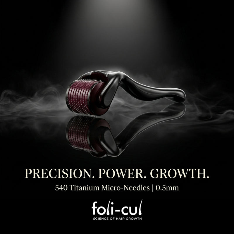 Foli-Cul Derma Roller for Hair & Beard Growth – 0.5mm | 540 Titanium Needles