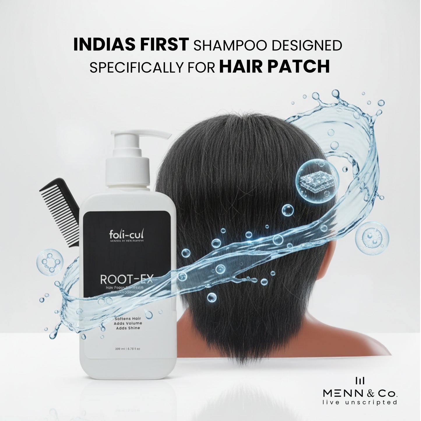 Foli-Cul ROOT-EX Hair Patch Shampoo & Conditioner | Patch-Safe Care by MENN & CO