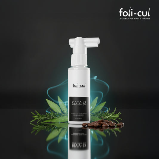 Foli-Cul REVIV-EX Advanced Hairfall Control Spray for Men | Rosemary, Caffeine & Copper Peptides