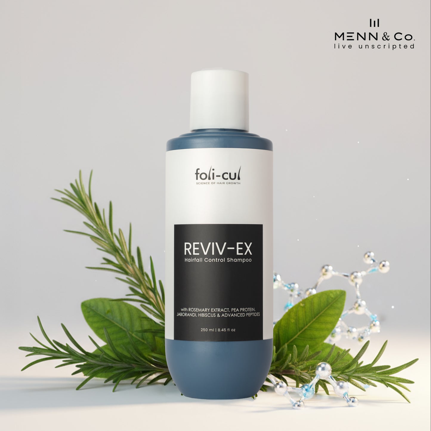 Foli-Cul REVIV-EX Hairfall Control Shampoo – Rosemary, Pea Protein, Jaborandi, Hibiscus & Advanced Peptides