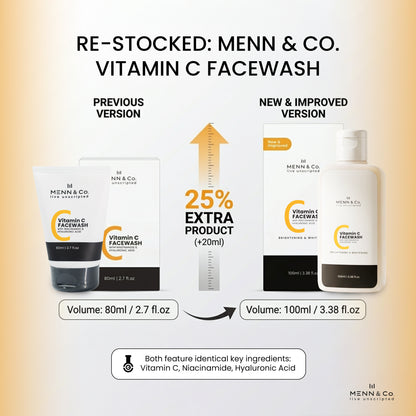 New & Improved Vitamin C Facewash for Men | Brightening & Whitening Cleanser