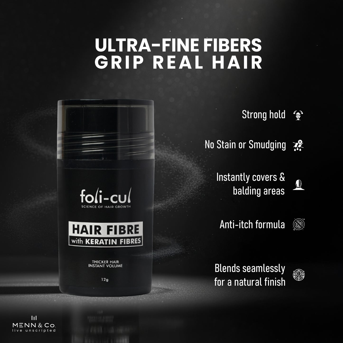 Foli-Cul Keratin Hair Fibre – Instant Volume & Natural Hair Concealer