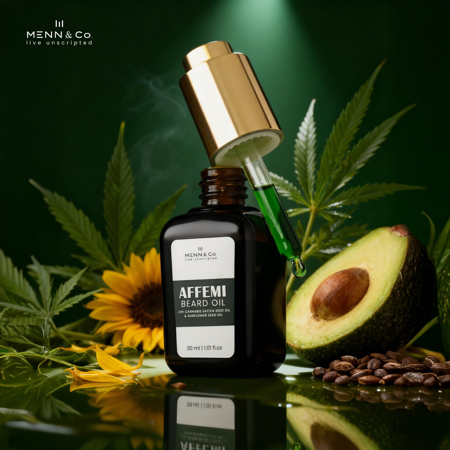 AFEEMI Beard Oil for Men – Beard Growth, Softening & Nourishing with Cannabis Sativa & Sunflower Seed Oil