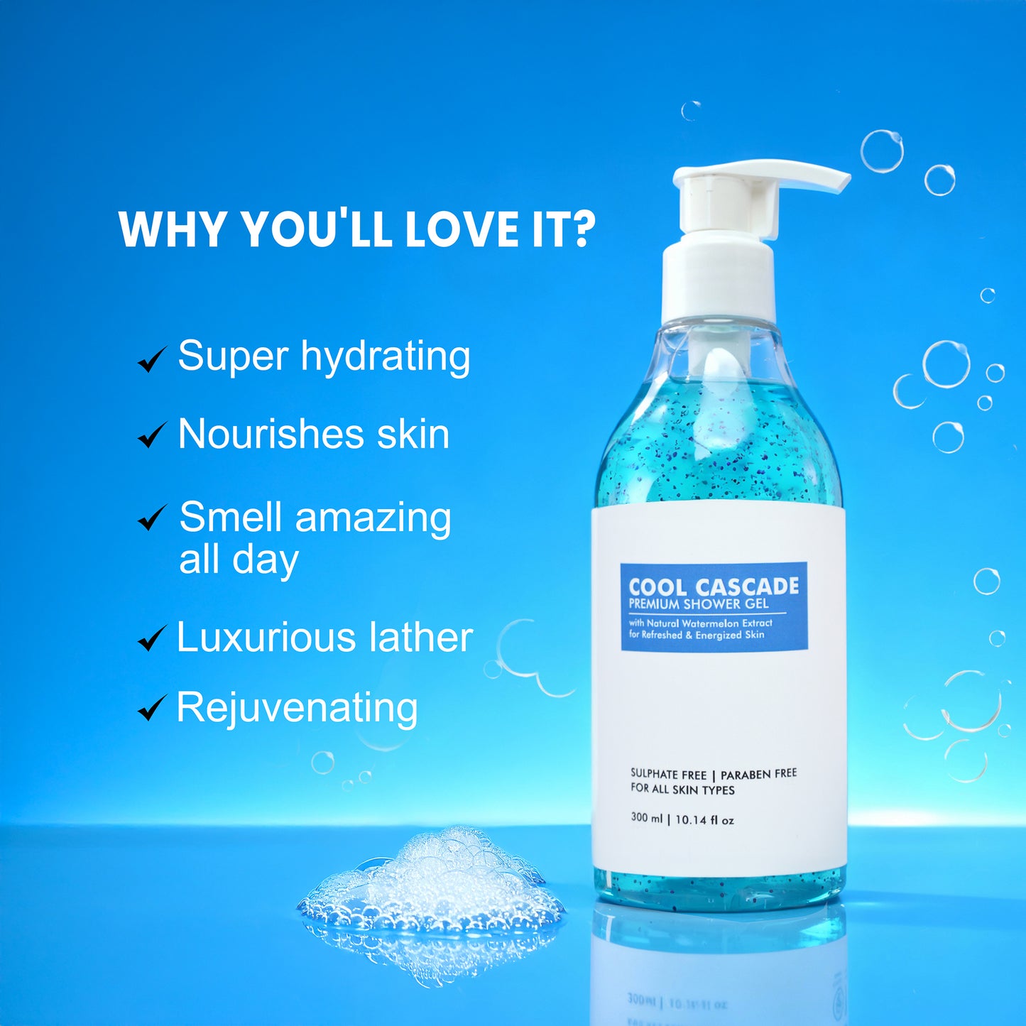 Cool Cascade – Mint & Watermelon Shower Gel for Men | Cooling & Refreshing Body Wash