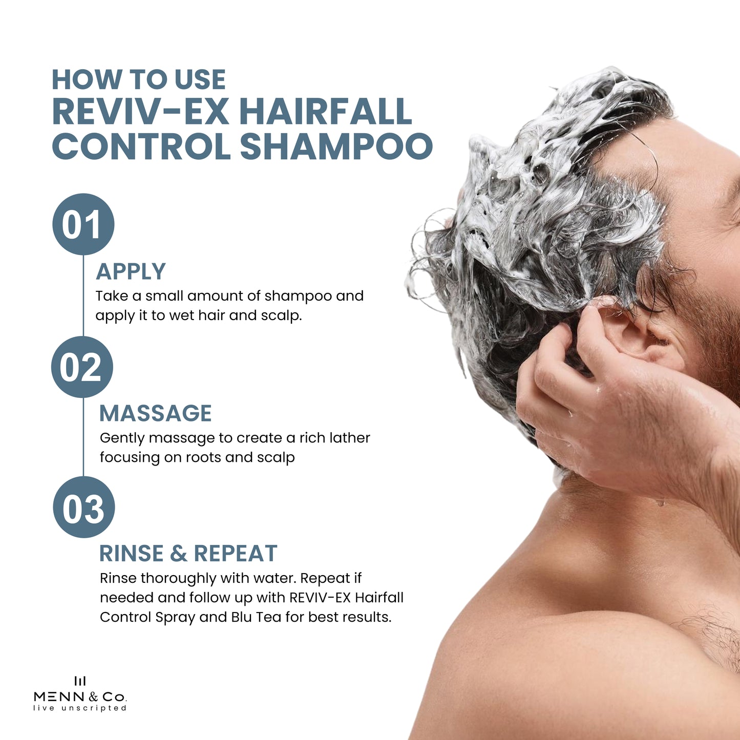 Foli-Cul REVIV-EX Hairfall Control Shampoo – Rosemary, Pea Protein, Jaborandi, Hibiscus & Advanced Peptides