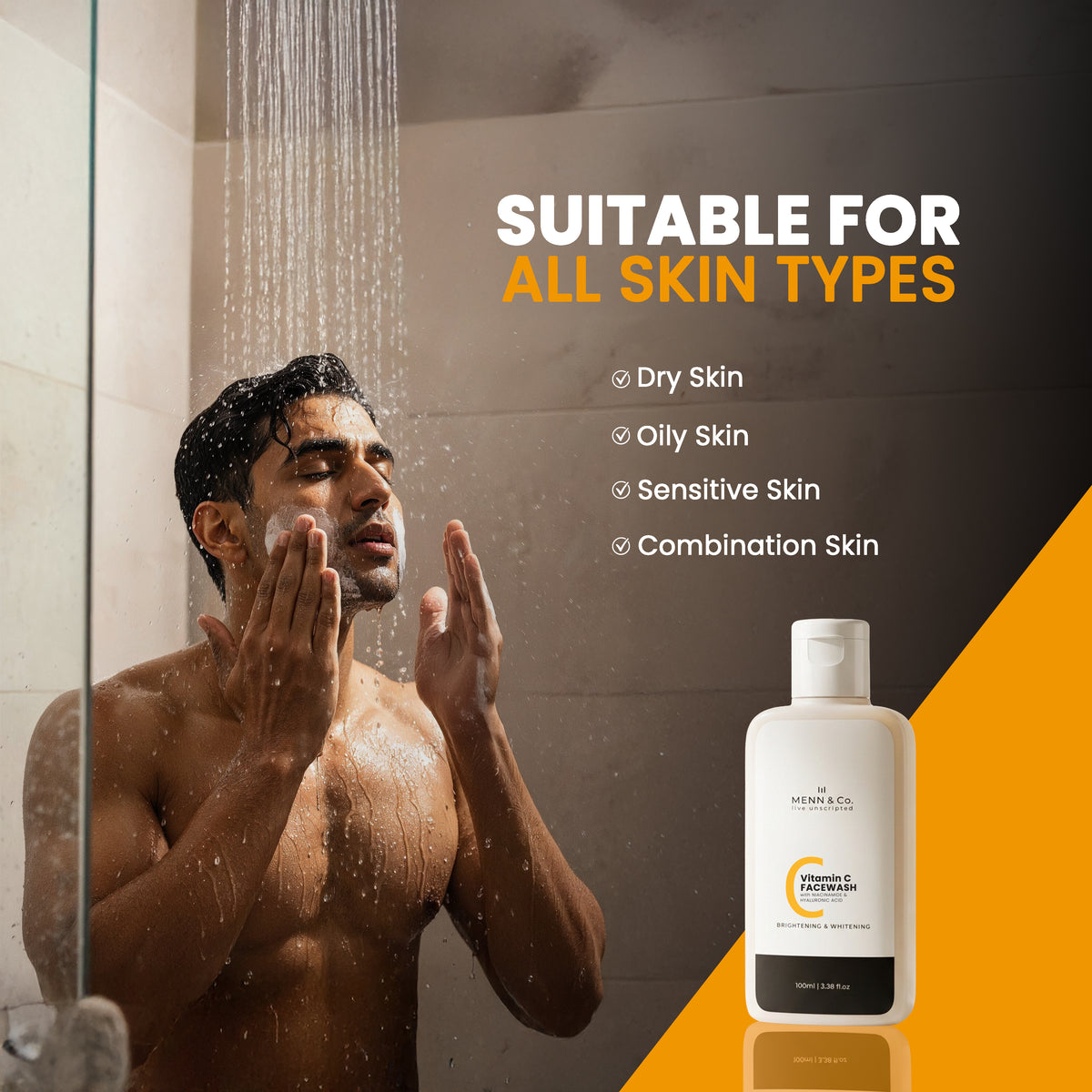 New & Improved Vitamin C Facewash for Men | Brightening & Whitening Cleanser