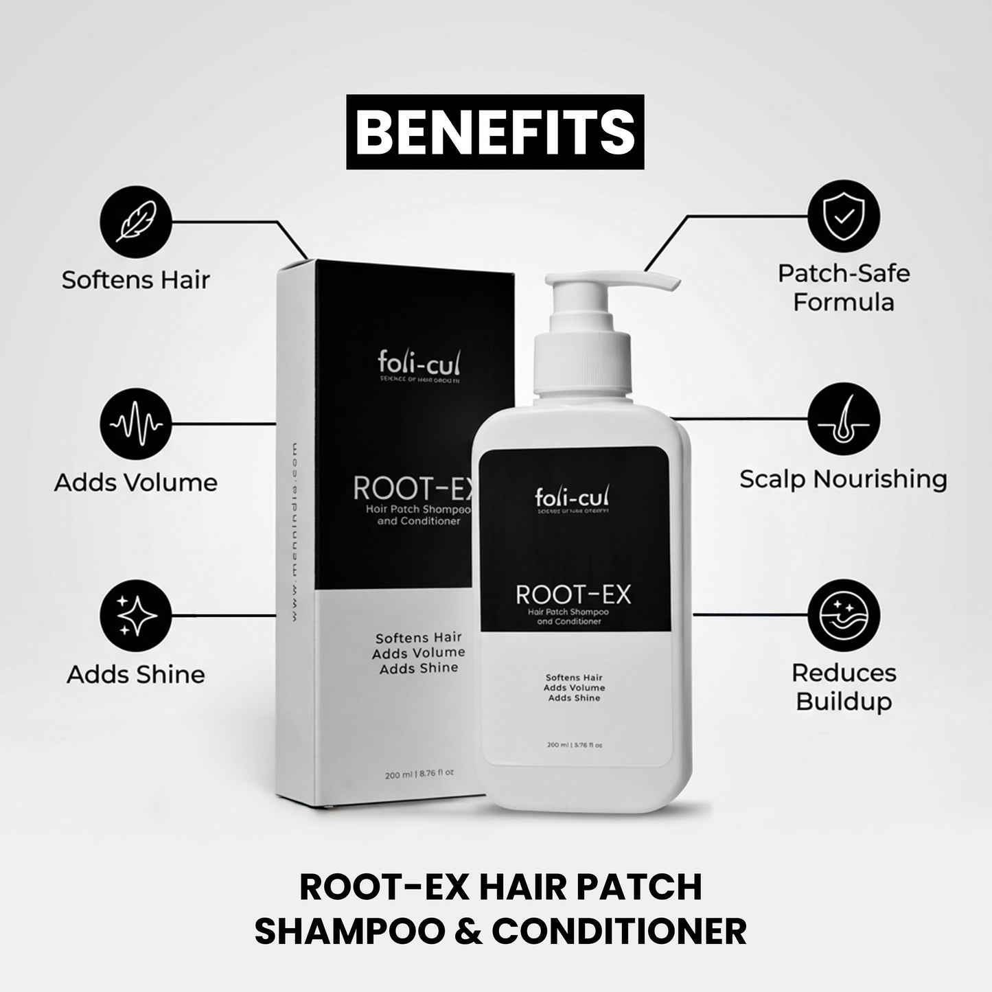 Foli-Cul ROOT-EX Hair Patch Shampoo & Conditioner | Patch-Safe Care by MENN & CO
