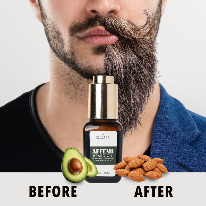 AFEEMI Beard Oil for Men – Beard Growth, Softening & Nourishing with Cannabis Sativa & Sunflower Seed Oil