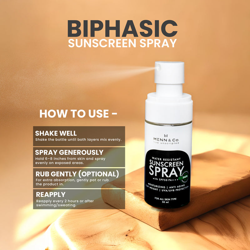Water Resistant Biphasic Sunscreen Spray with SPF50 PA+++