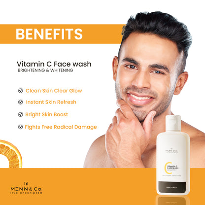 New & Improved Vitamin C Facewash for Men | Brightening & Whitening Cleanser