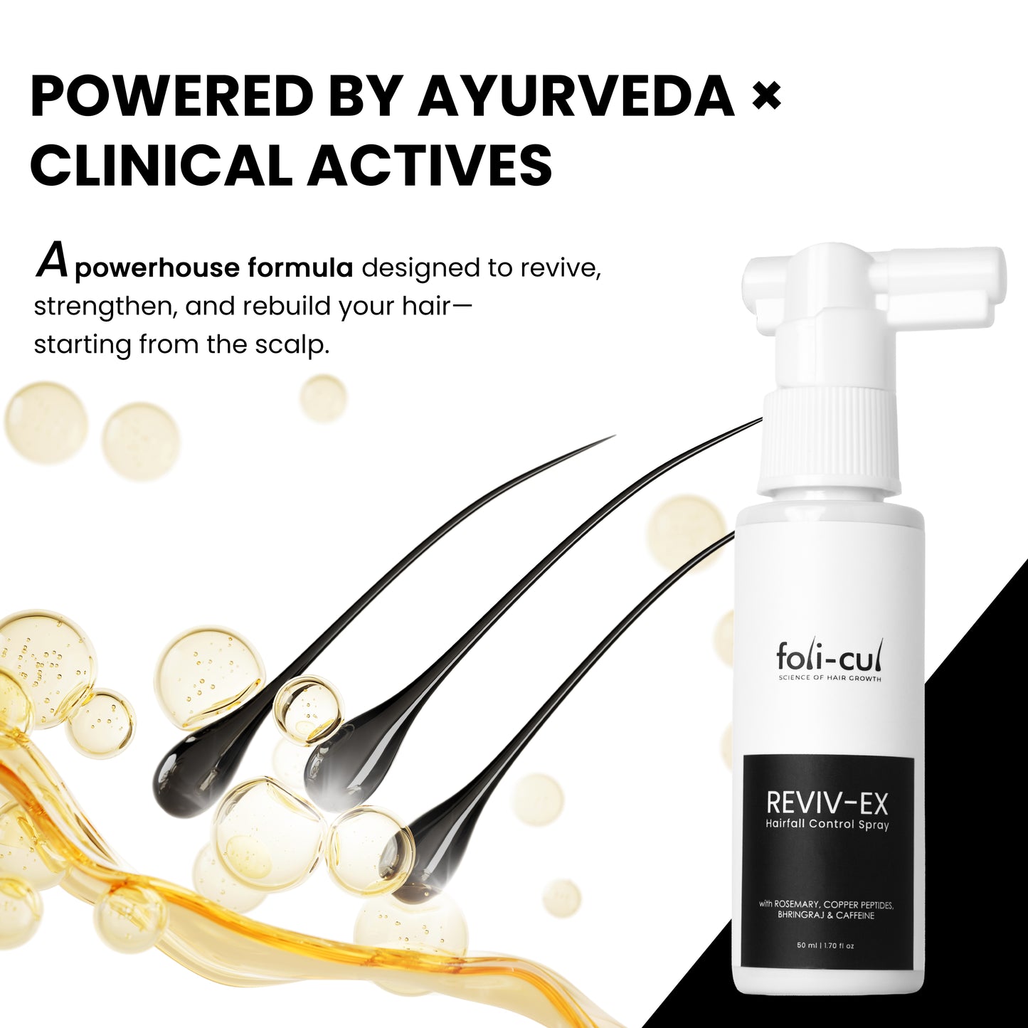 Foli-Cul REVIV-EX Advanced Hairfall Control Spray for Men | Rosemary, Caffeine & Copper Peptides