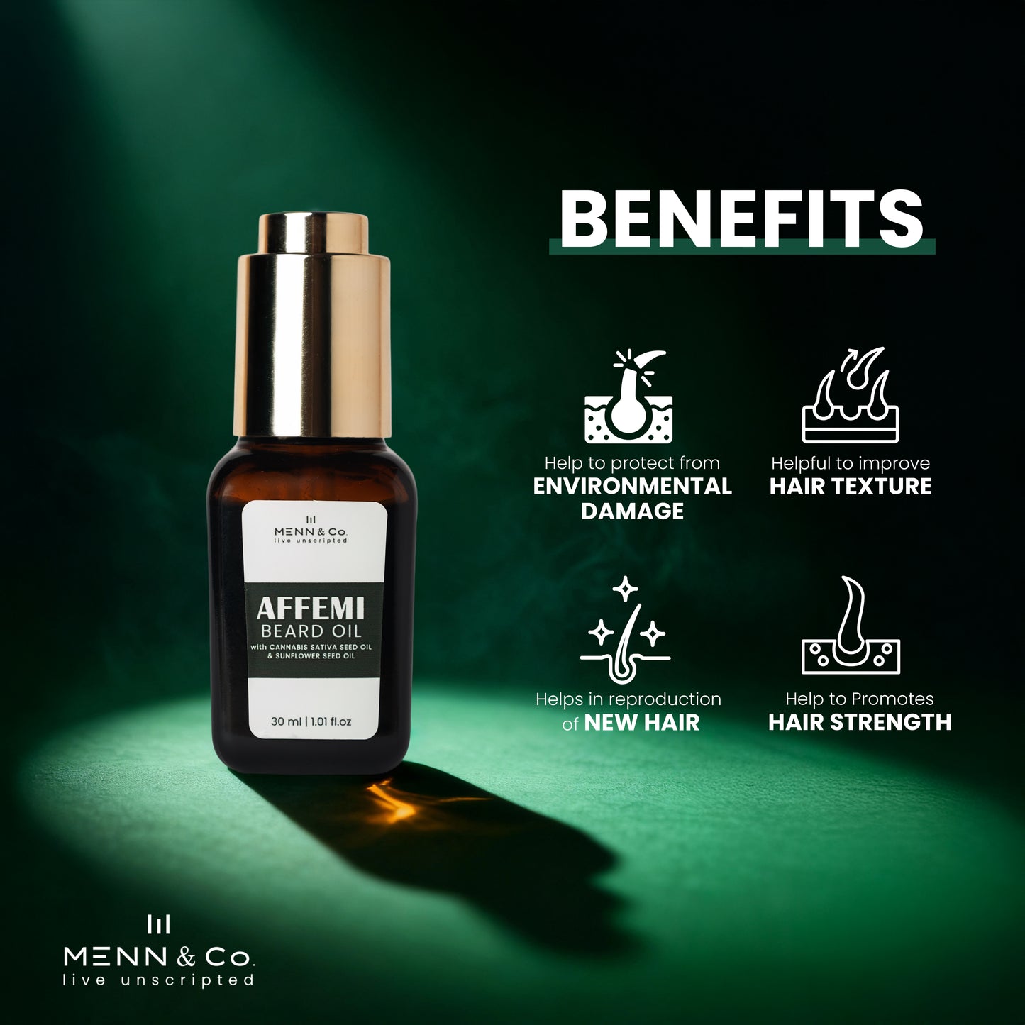 AFEEMI Beard Oil for Men – Beard Growth, Softening & Nourishing with Cannabis Sativa & Sunflower Seed Oil