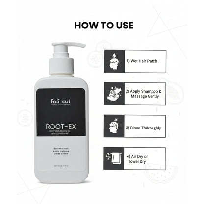 Foli-Cul ROOT-EX Hair Patch Shampoo & Conditioner | Patch-Safe Care by MENN & CO