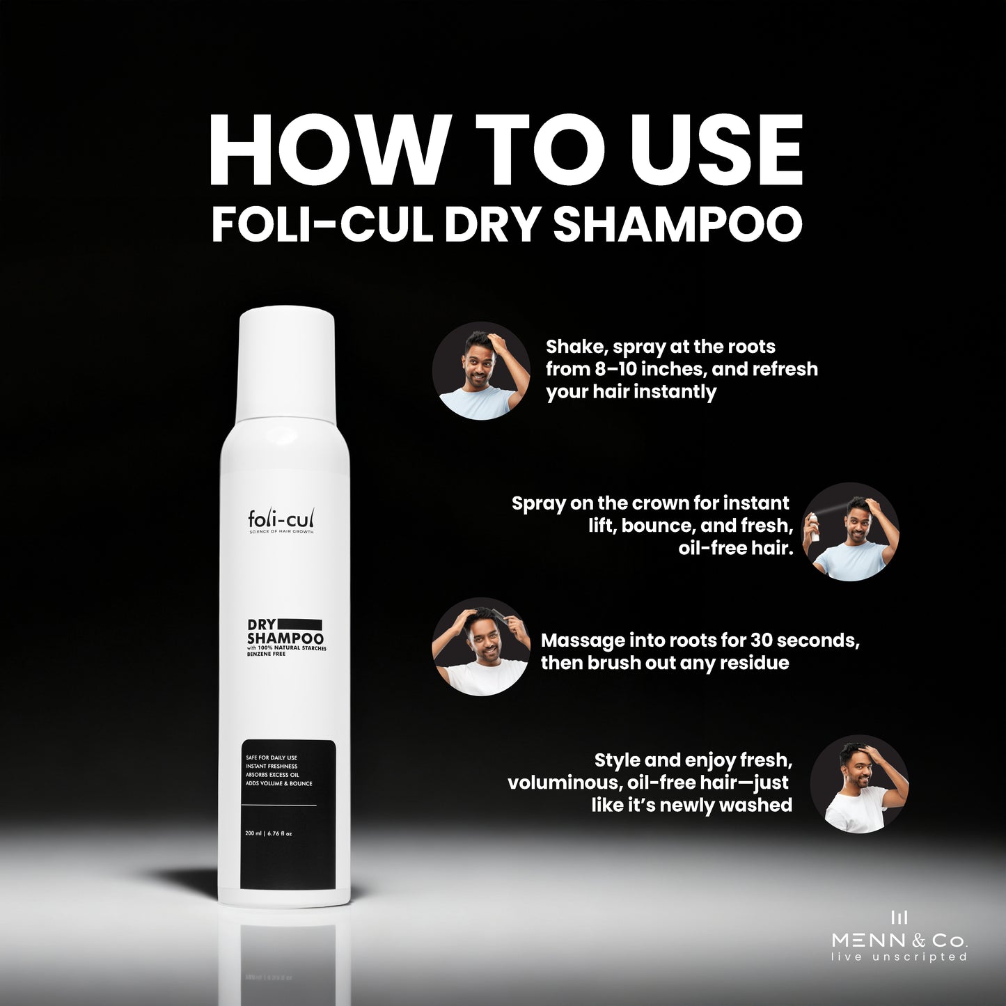 Foli-Cul Natural Dry Shampoo – Instant Oil Control, Volume Boost & Fresh Hair (Benzene-Free)