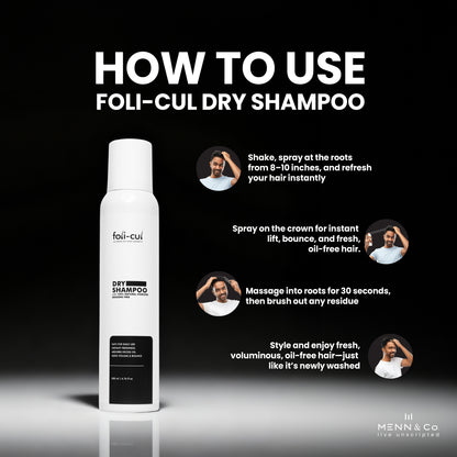 Foli-Cul Natural Dry Shampoo – Instant Oil Control, Volume Boost & Fresh Hair (Benzene-Free)
