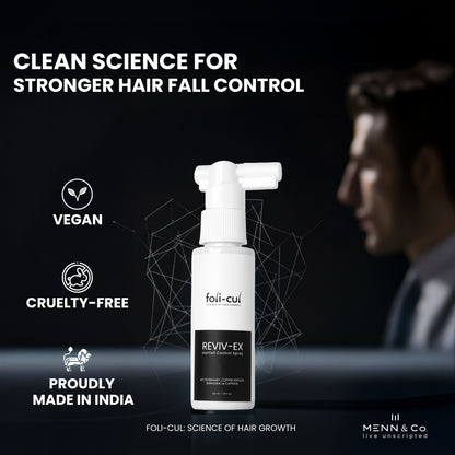Foli-Cul REVIV-EX Advanced Hairfall Control Spray for Men | Rosemary, Caffeine & Copper Peptides