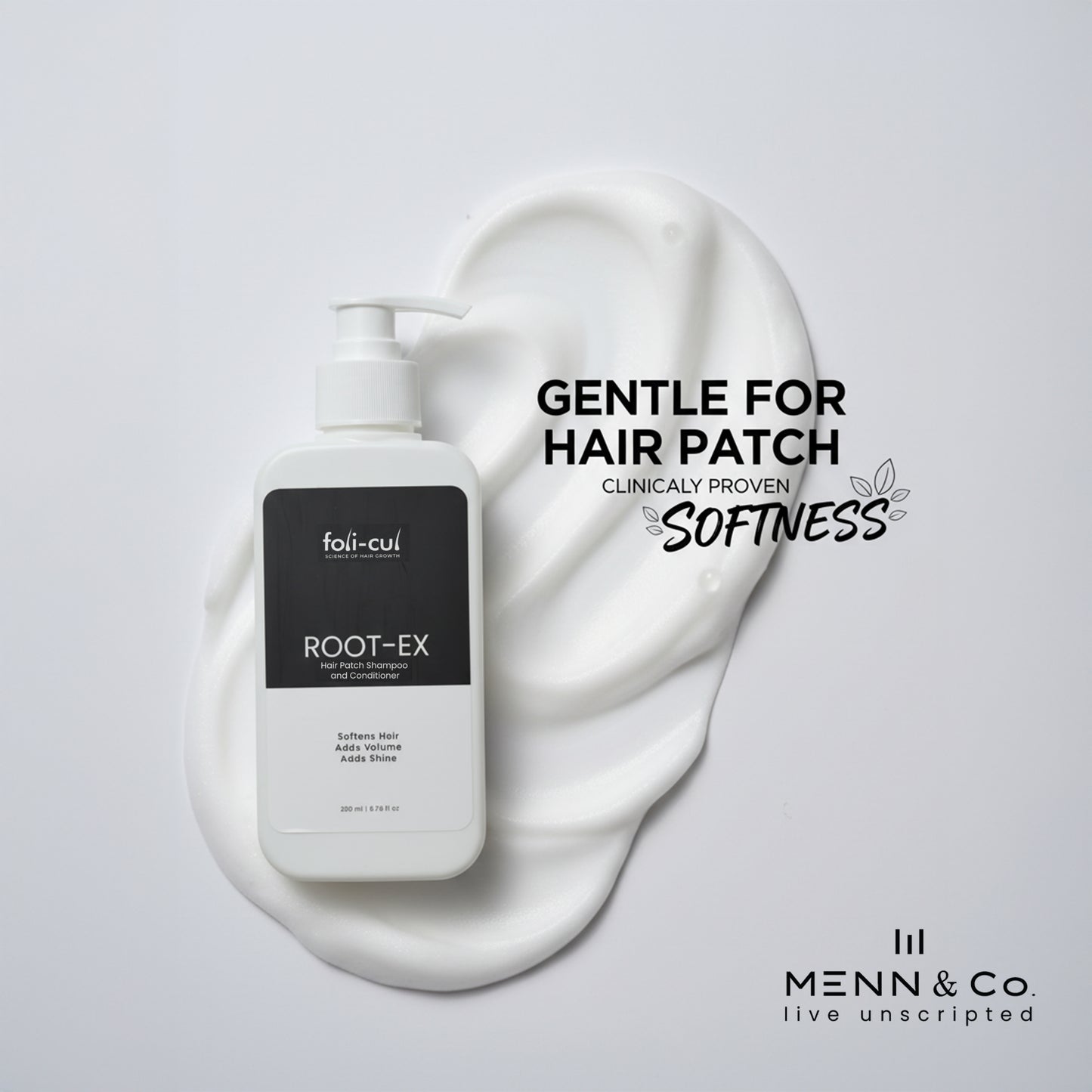 Foli-Cul ROOT-EX Hair Patch Shampoo & Conditioner | Patch-Safe Care by MENN & CO