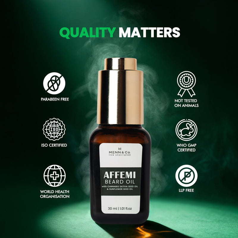 AFEEMI Beard Oil for Men – Beard Growth, Softening & Nourishing with Cannabis Sativa & Sunflower Seed Oil
