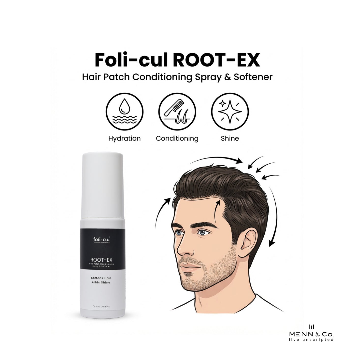Foli-Cul ROOT-EX Hair Patch Conditioning Spray & Softener | Patch-Safe Care by MENN & CO