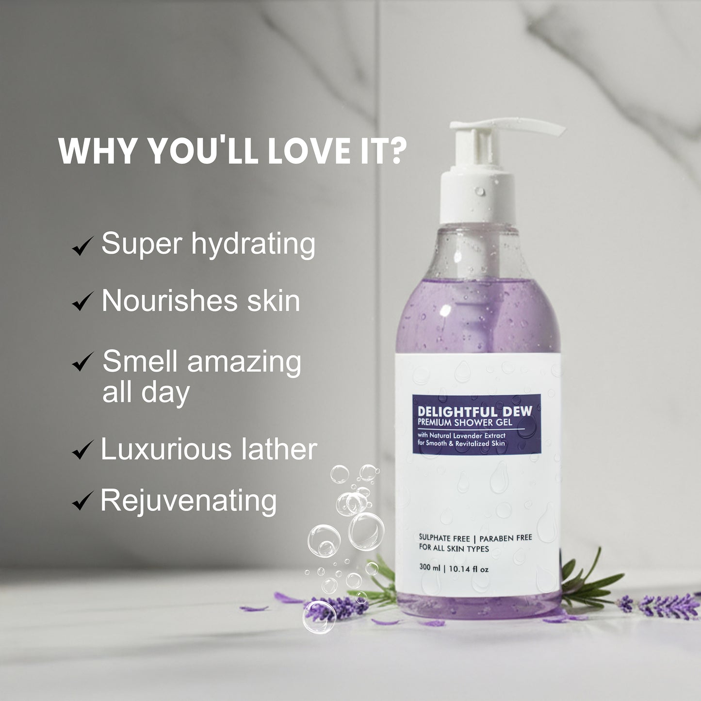 Delightful Dew – Lavender Shower Gel for Men | Soothing & Hydrating Body Wash