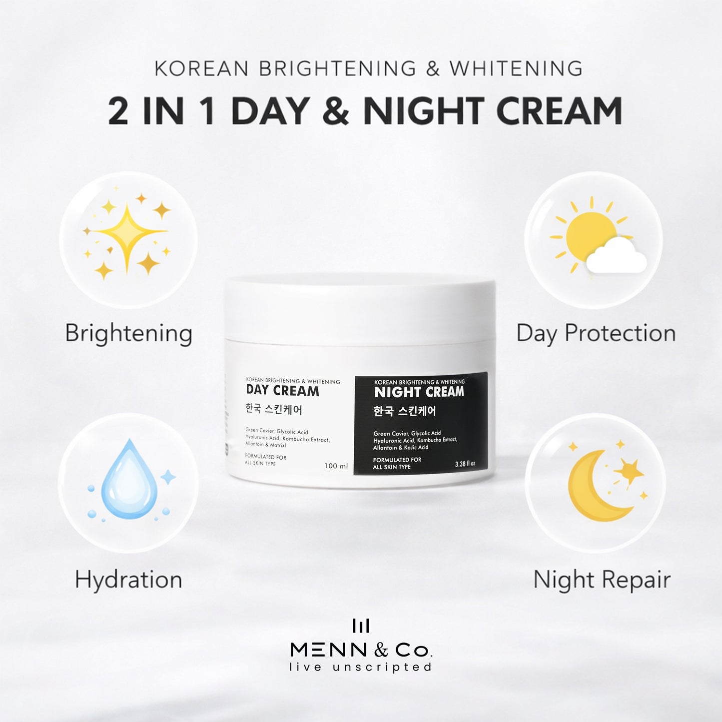2-in-1 Day & Night Cream for Men | Korean Brightening Cream