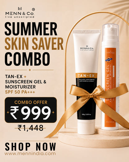 Menn & Co Summer Skin Saver Combo with sunscreen gel and moisturizer on a beige background