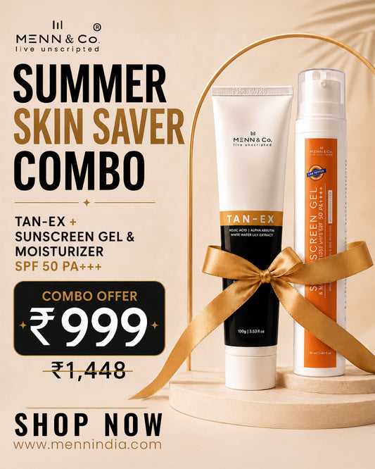 Menn & Co Summer Skin Saver Combo with sunscreen gel and moisturizer on a beige background