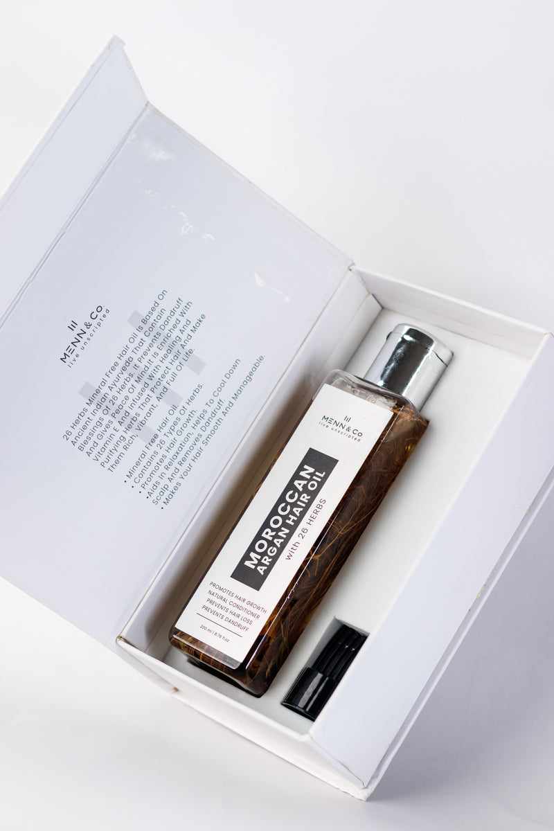 26 Herbs Hair Oil with Moroccan Argan – Ayurvedic Hair Growth & Scalp Nourishment for Men | Anti-Hair Fall Formula