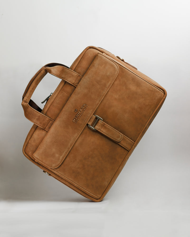 Genuine Leather Laptop Bag for Men – Premium Office & Travel Messenger with Padded Compartment | Stylish & Durable | LB02