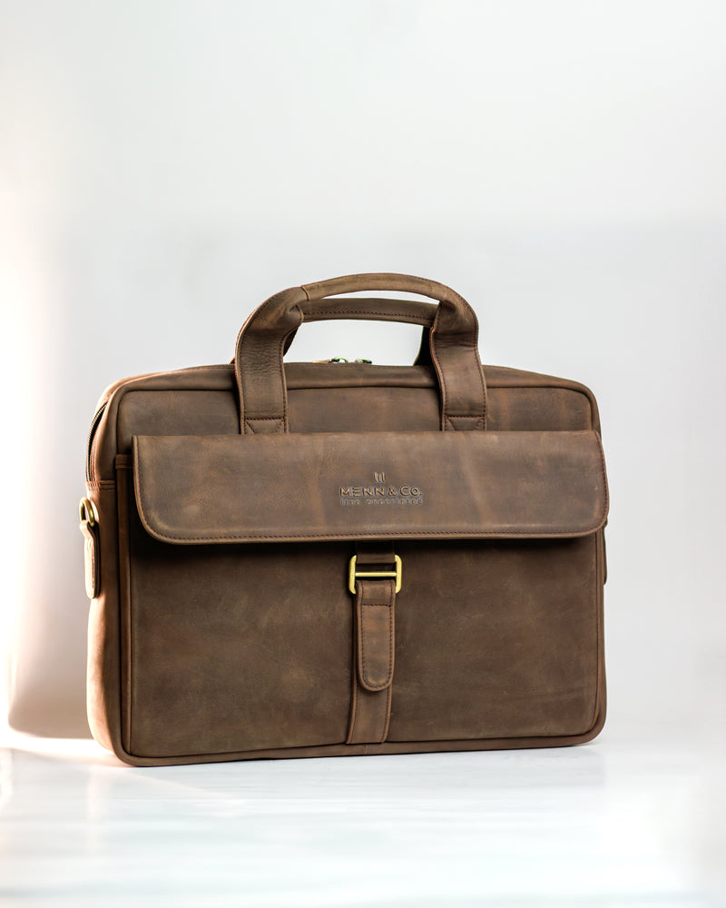 Genuine Leather Laptop Bag for Men – Premium Office & Travel Messenger with Padded Compartment | Stylish & Durable | LB02