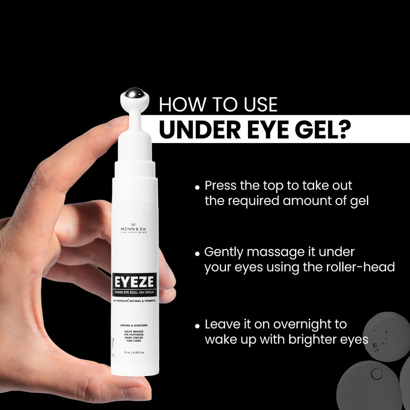 EYEZE Under Eye Roll-On Serum for Men | Reduces Dark Circles & Puffiness