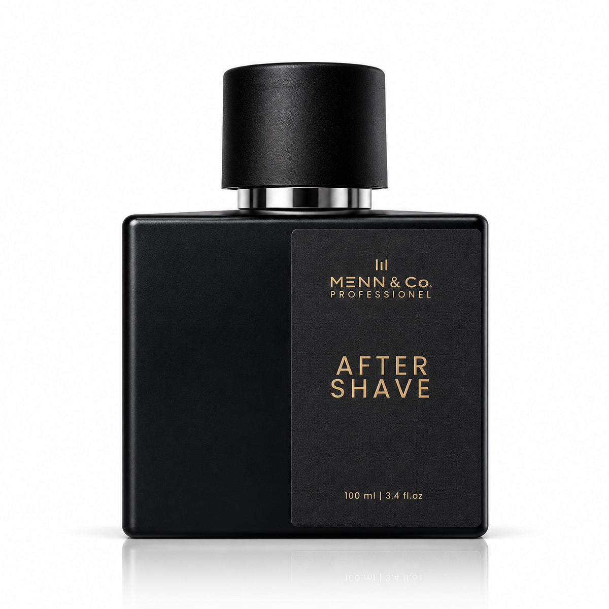 A 100 ml black rectangular bottle of III Menn & Co. Professional After Shave with gold lettering, set against a clean white background with a subtle reflection.