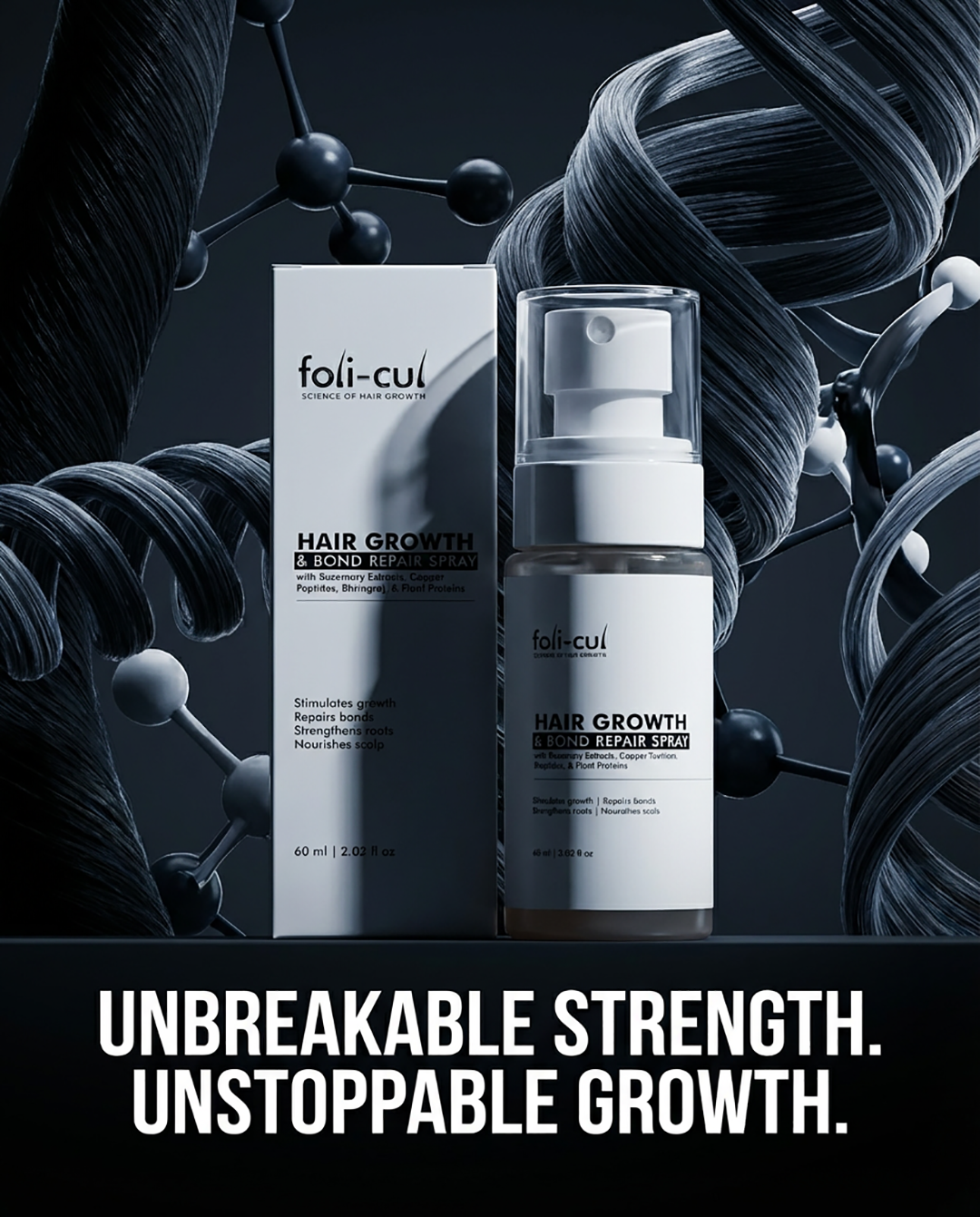 Foli-Cul Hair Growth & Bond Repair Spray for Men | Stronger, Thicker Hair