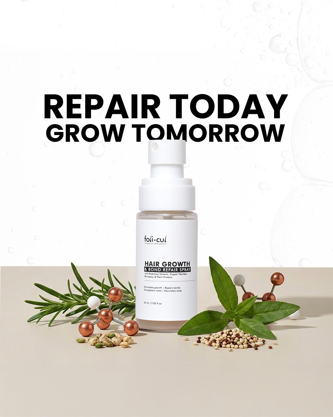 Foli-Cul Hair Growth & Bond Repair Spray for Men | Stronger, Thicker Hair